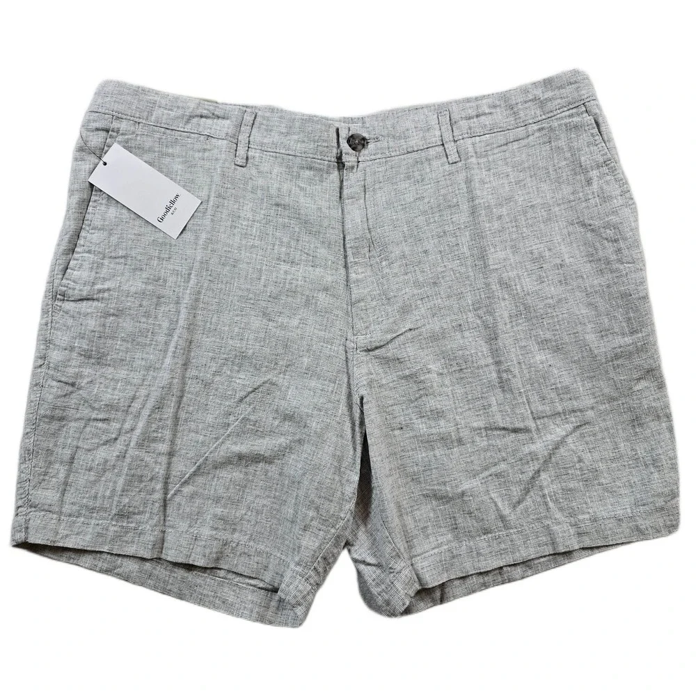 Goodfellow‎ Linen Shorts Mens 40 Gray Cotton Flat Front Every Wear Short NEW